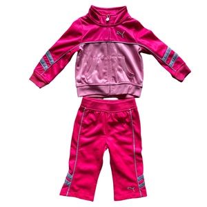 NWOT Baby Girl Puma Hot Pink Matching Track Suit Size 12 Months